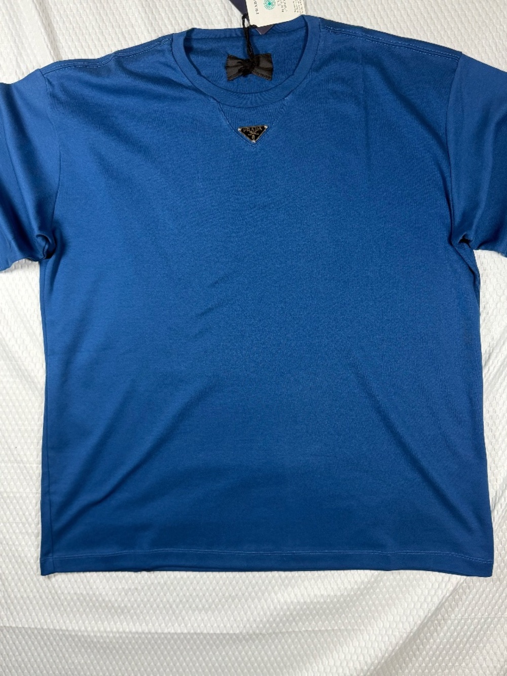 MEN'S AUTHENTIC PRADA AVIATOR BLUE COTTON T-SHIRT TRIANGLE SIZE M OVERSIZED - Picture 5 of 7